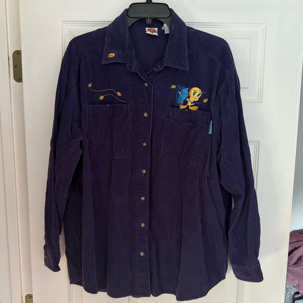 Looney Tunes Vintage Tweety Bird Corduroy Button Down Shirt